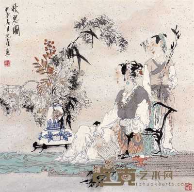 吴元奎 甲申（2004年）作 秋思图 镜心 67×67cm